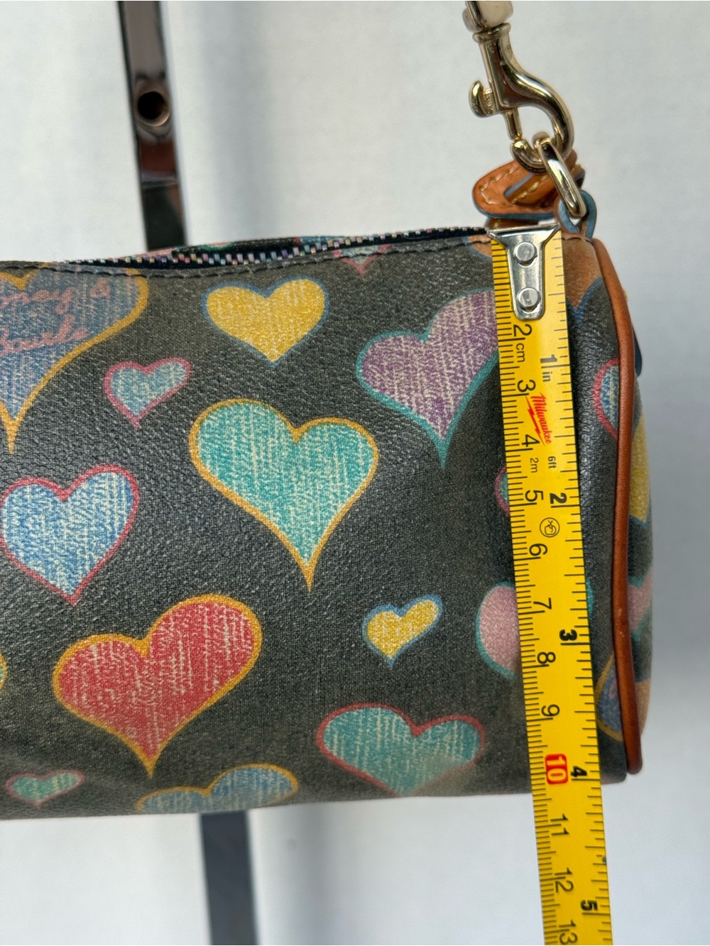 Dooney & Bourke Crayon Hearts Mini Barrel Handbag Bag Charm Black Multicolor - Picture 9 of 11
